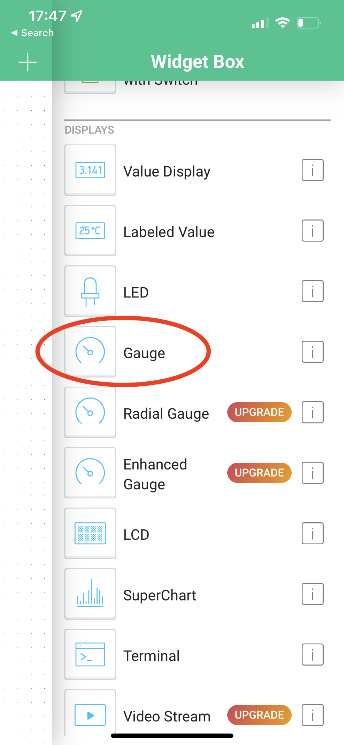 Blynk IoT mobile dashboard