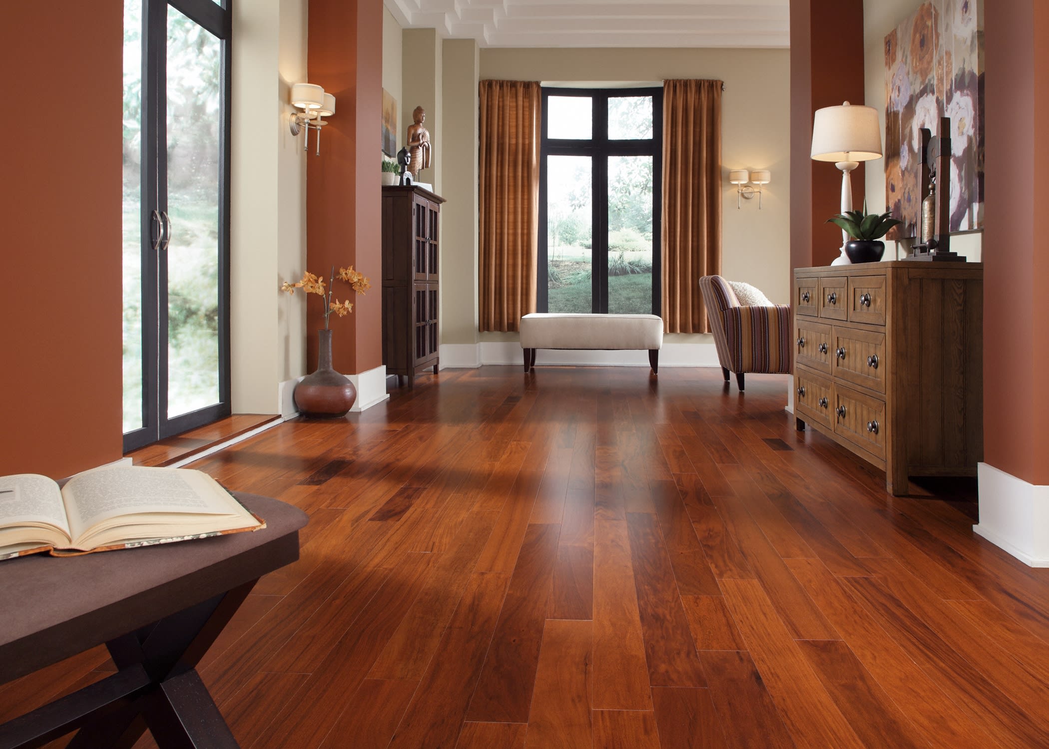 Picture of entryway with Bellawood Curupay Solid Hardwood Flooring, the hardest type of wood on the Janka scale