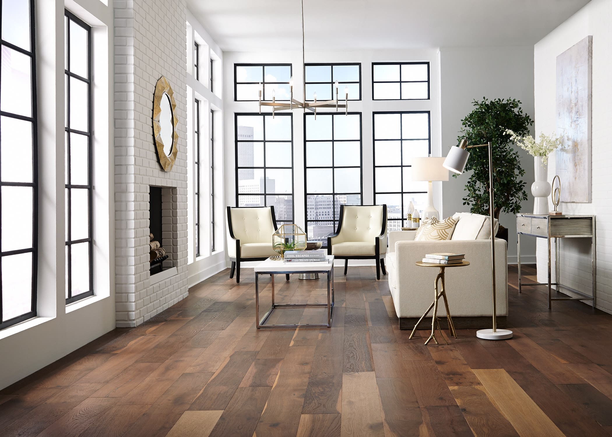 elegant meet contemporary in this loft living room with willow manor oak engineered hardwood