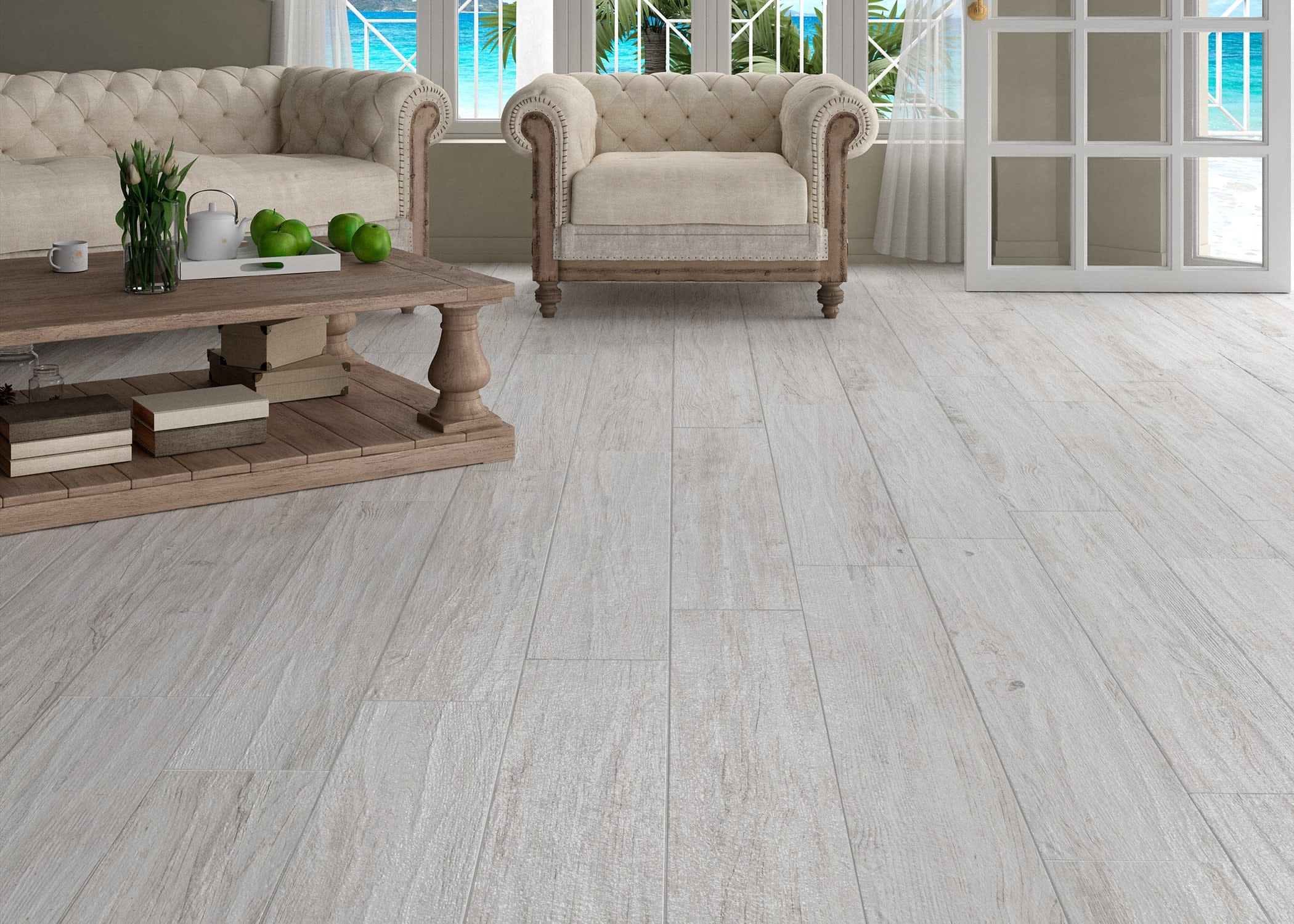 sunroom featuring tile flooring