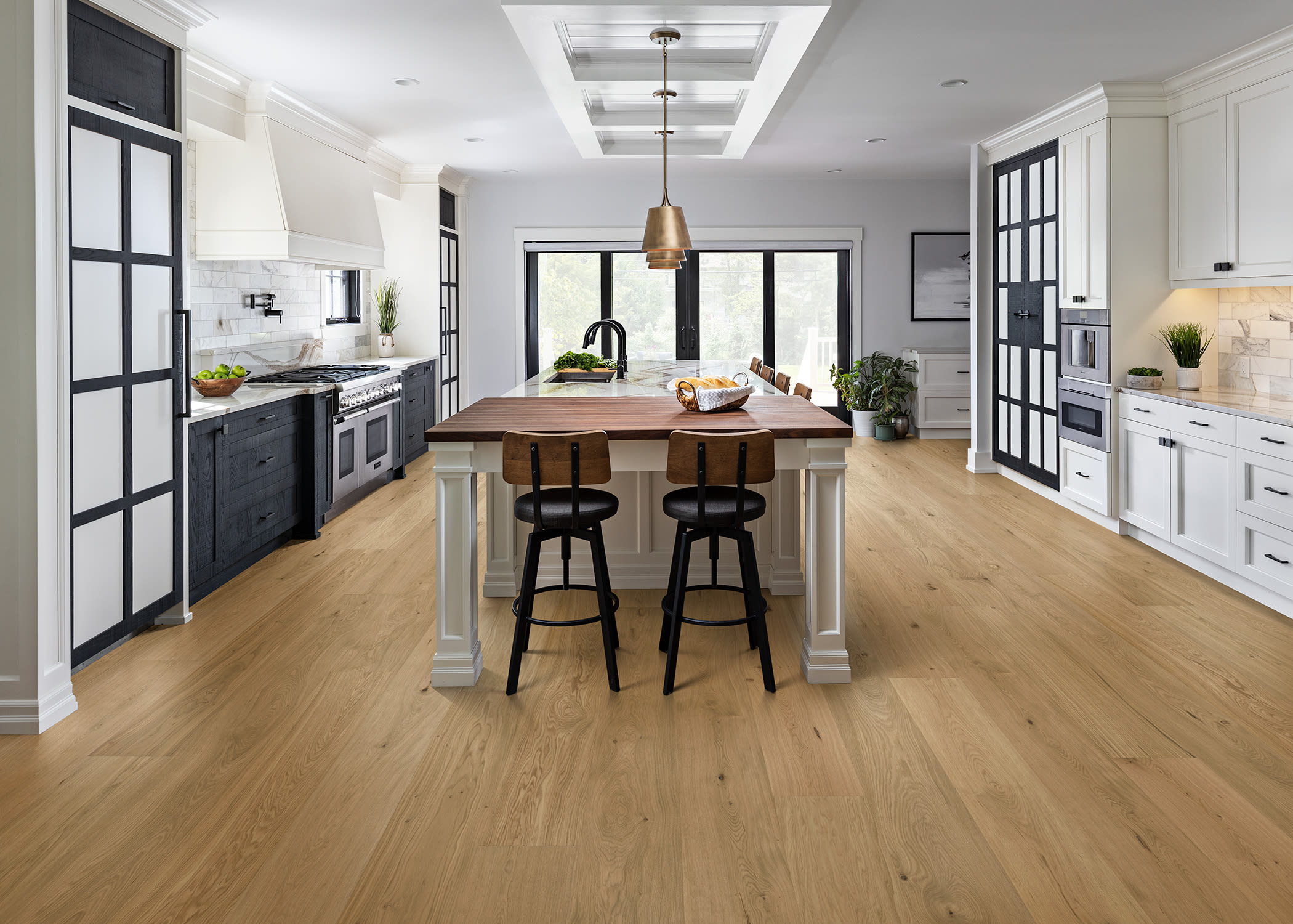 kitchen with engineered hardwood flooring