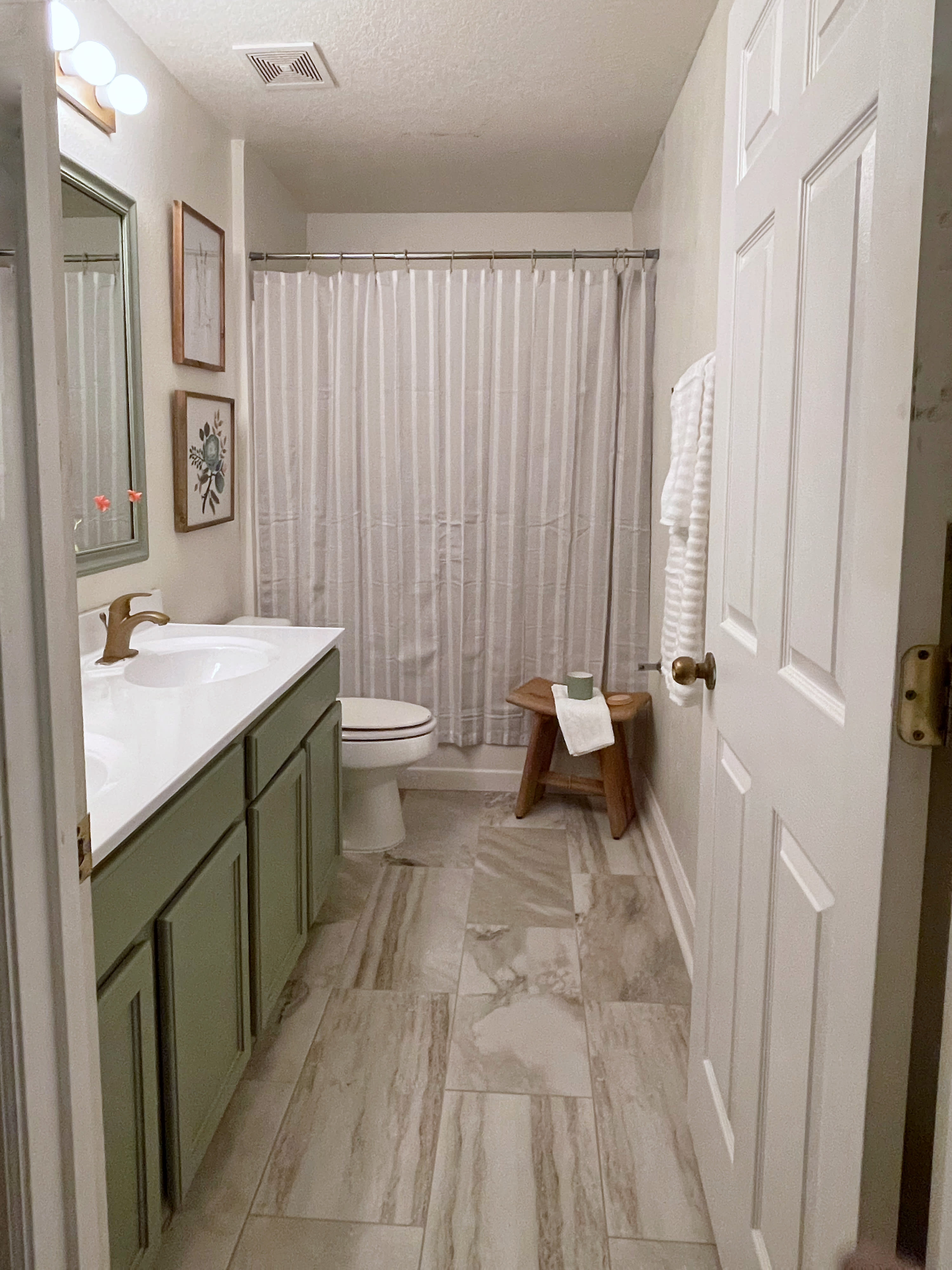 image of new flooring in the remodeled bathroom