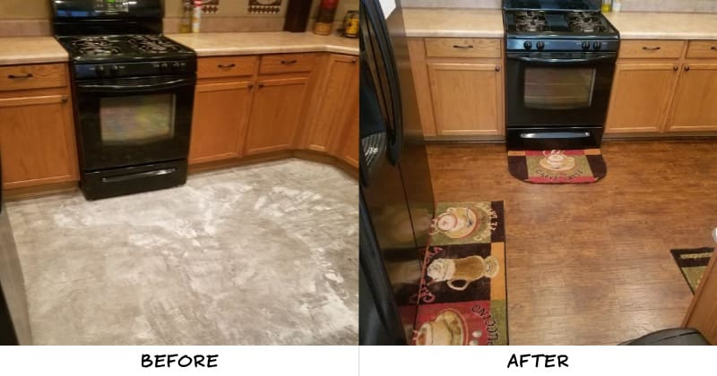 Elizabeth's completely-changed kitchen with wood look laminate