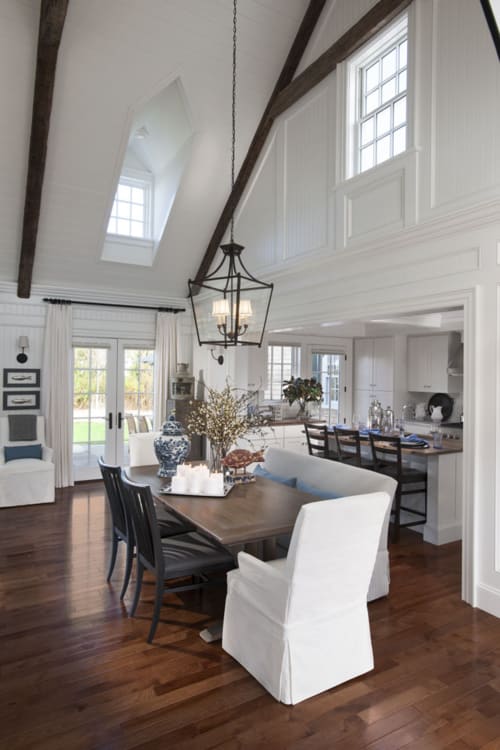 High ceilings and beautiful solid hickory flooring