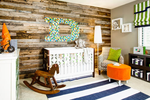 Image of Children's room with wood accent wall