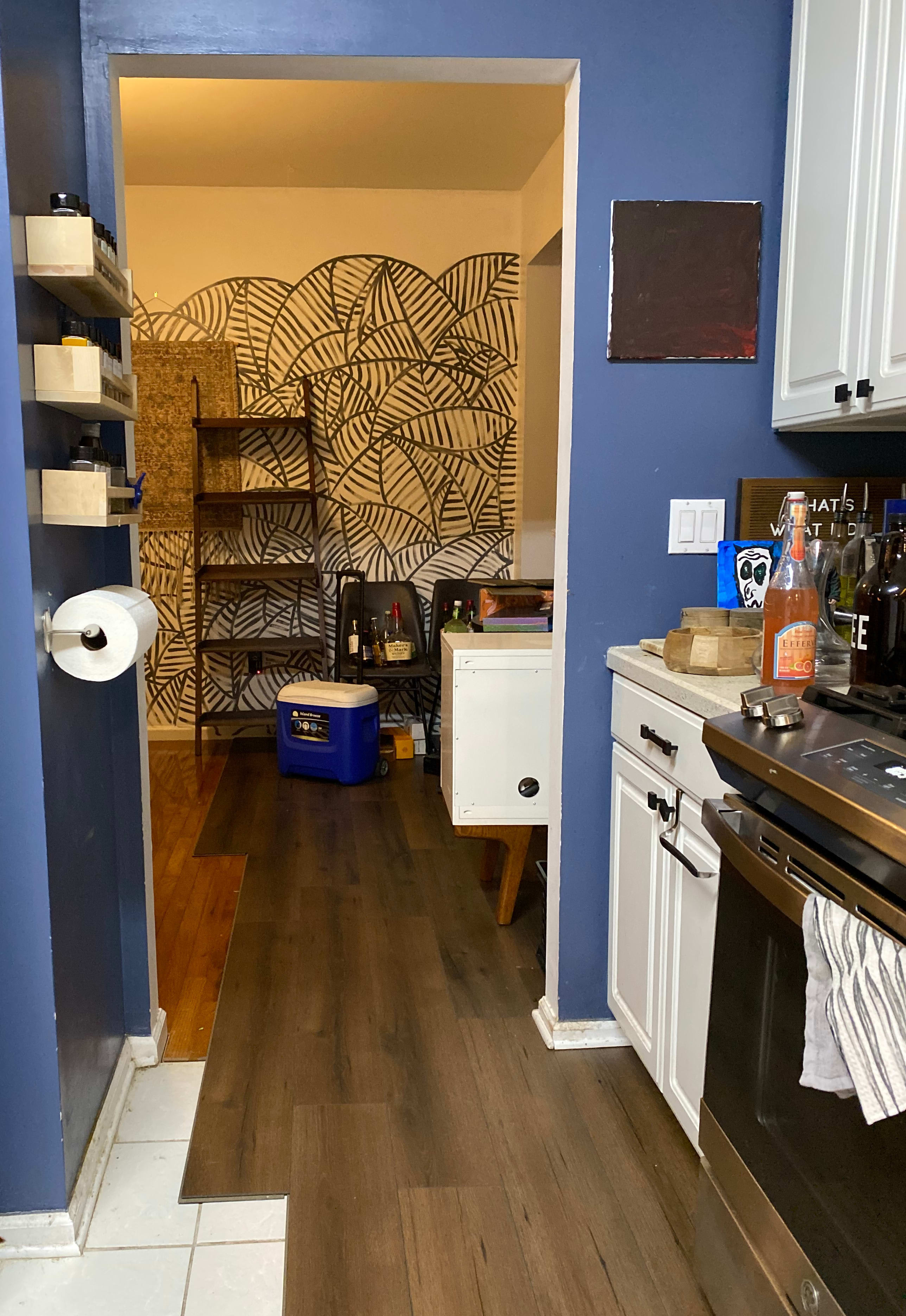 kitchen during the flooring installation