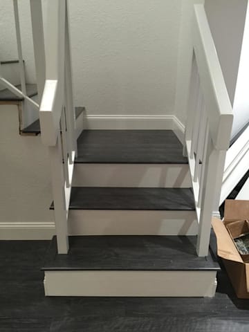 Stairs with wide gray planks