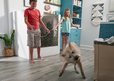 mud room with waterproof flooring