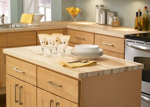 This butcher block island changes the entire kitchen