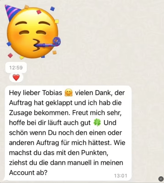 Kundenbewertung erfolgreicher Auftrag