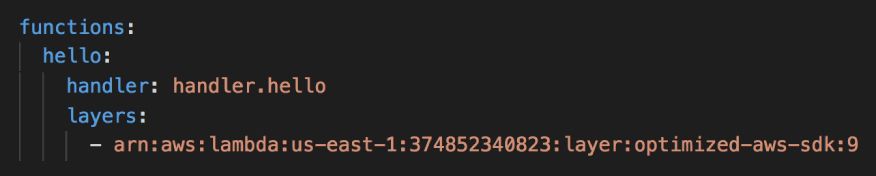 You can add the Lambda Layer to your projects using the Serverless Framework. This image shows how.
