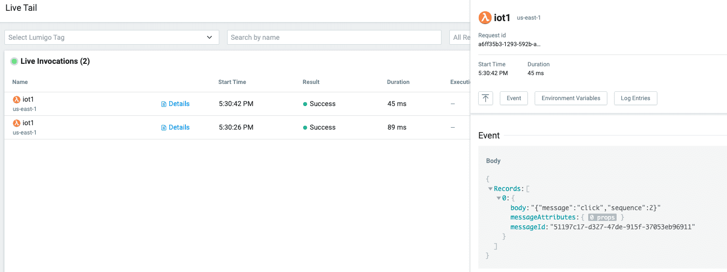 Observing AWS Lambda IOT Devices