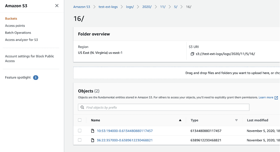 lambda logs shipped to s3 bucket