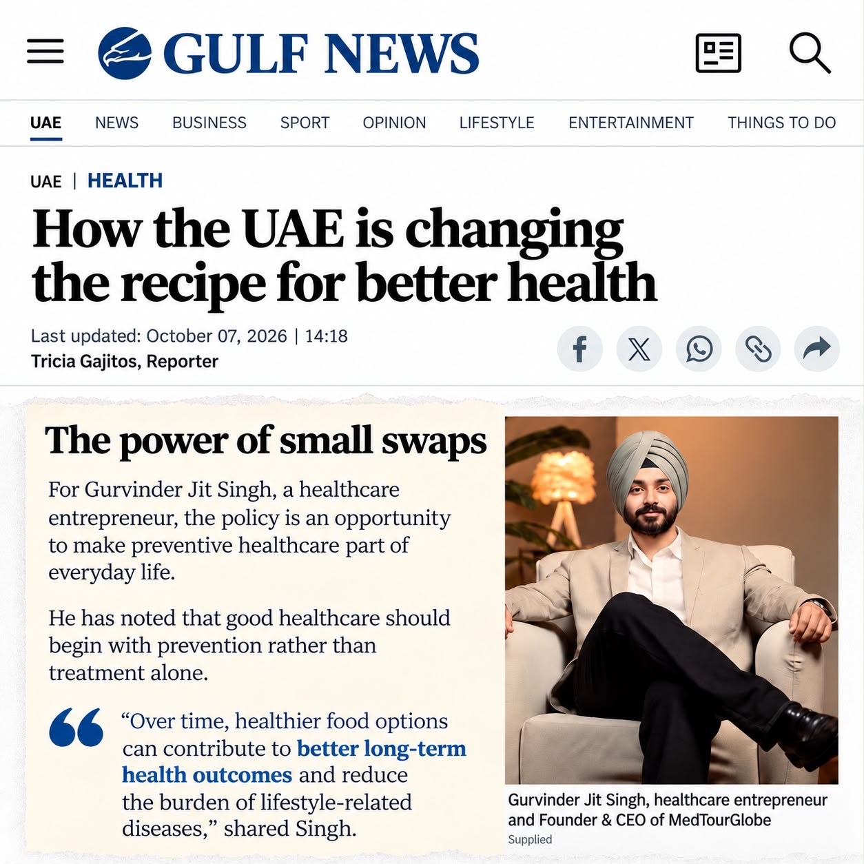 Featured in Gulf News | UAE Health 🇦🇪