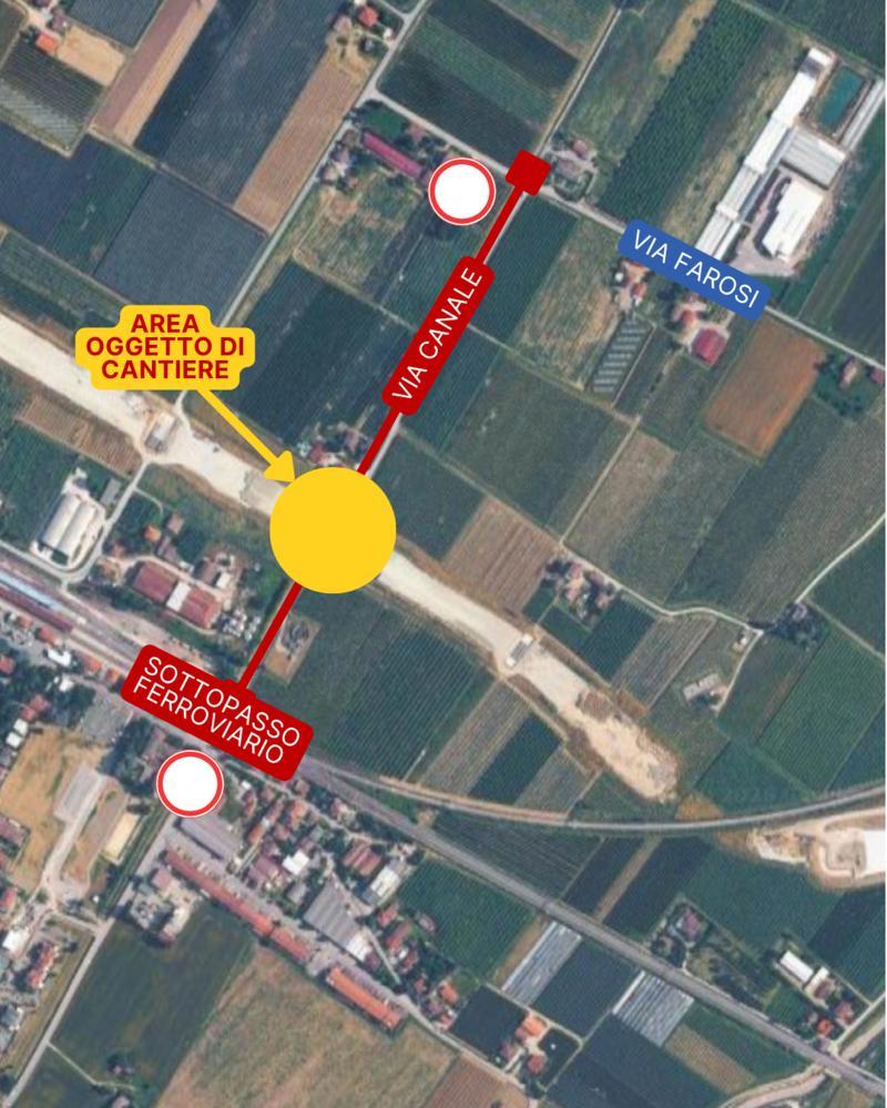 Dal 5 fino al 9 ottobre chiusura via Canale nel tratto tra il sottopasso ferroviario e via Farosi Dal 5 fino al 9 ottobre chiusura via Canale nel tratto tra il sottopasso ferroviario e via Farosi