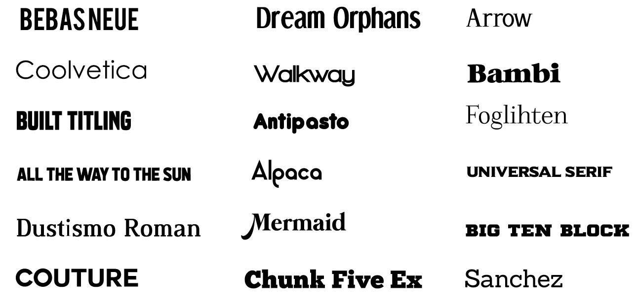 common popular fonts