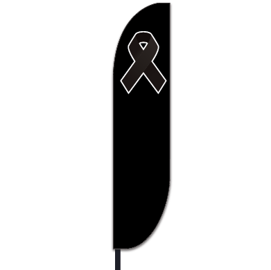 Awareness Feather Flag with Black Ribbon