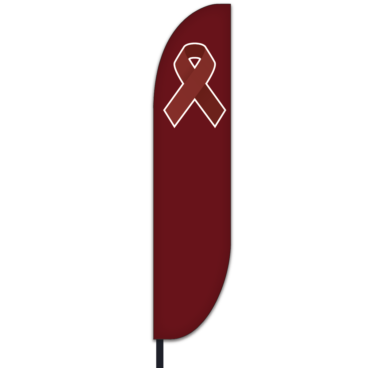 Multiple Myeloma Awareness Feather Flag with Burgundy Ribbon