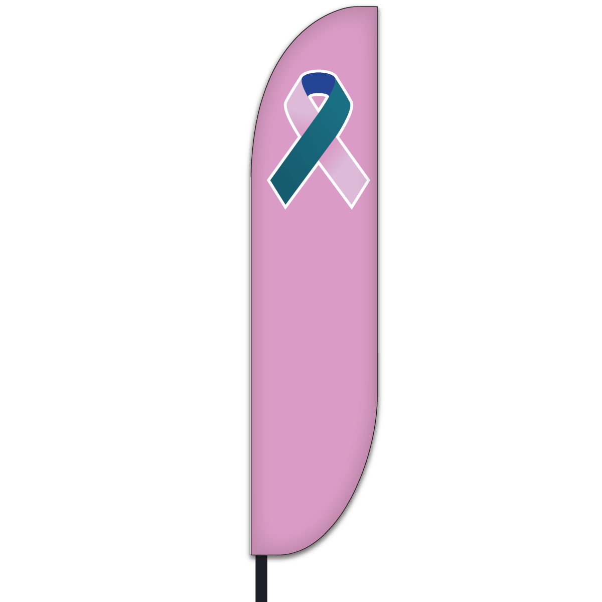 Awareness Feather Flag with Teal, Pink and Blue Ribbon