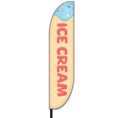 Ice Cream Feather Flag with Waffle Cone Design