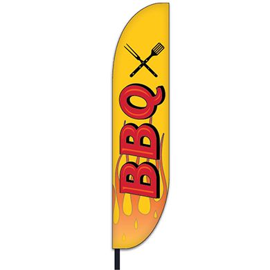 BBQ Feather Flag with Hot Rod Flames