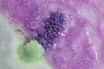 The aubergine bath bomb in action. Do you really want that fizzing in your ass?