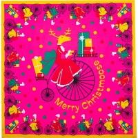 Merry Christmoose Knot Wrap pink knot wrap with reindeer riding a bike