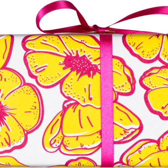 Buttercup Geschenkspaket Die Seitenansicht des Geschenkes