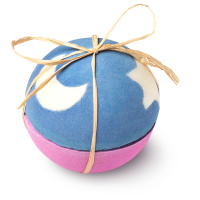 a giant bath bomb with stars and ribbon