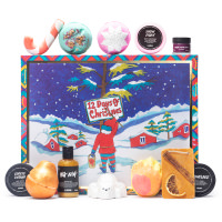 12 Days Of Christmas Gift A square gift box with products surrounding - 12 Days Of Christmas