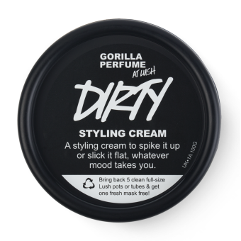 Embalagem Fixador Dirty Pote do gel de cabelo Dirty visto de cima