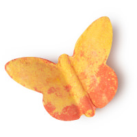 Butterfly Bomba de Banho Dia da m?e A Wild butterfly laranja e amarela é uma bomba de banho em forma de borboleta cheia de essential oils