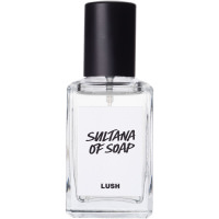 Sultana Of Soap Perfume a bottle of vegan perfume called sultana of soap with a white label