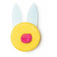 Wash Behind Your Ears Shampoo Bar A yellow shampoo bar with pink ears
