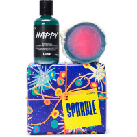 Sparkle Gift blue gift with firework patterns with blue shower gel and pink soap