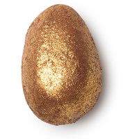 Golden Egg Bath Bomb egg shaped bath bomb covered in gold glitter