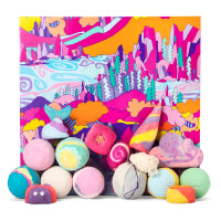 The Art Of Bathing Gift multicoloured gift box with products around it