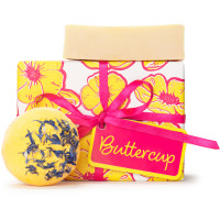 Buttercup Gift Front View with products Buttercup Gift as viewed from the front with products