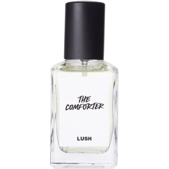 a vegan perfume bottle with white label called the comforter