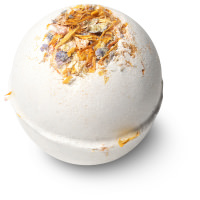 Winter Garden Bath Bomb white bath bomb with petals on top