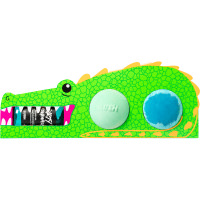 Snappy Gift green crocodile themed gift with two bath bombs and a shower gel inside