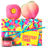 Sweetest Thing Gift pink sweet themed gift with products on it