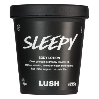 Sleepy bodylotion Svart burk med bodylotion mot vit bakgrund
