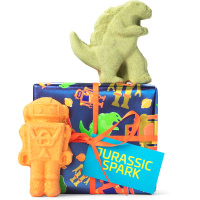 Jurassic Spark Gift blue dinosaur and robot themed gift with products around it