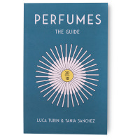 Perfumes: The Guide 2018 By Luca Turin & Tania Sanchez blue book cover with yellow and white illustration in centre