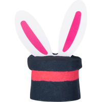 Magic Rabbit Bath Bomb dark grey hat shaped bath bomb with bunny ears sticking out of it