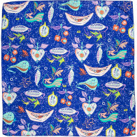 Dad's Shirt Knot Wrap dark blue knot wrap with nature and fruit themed design