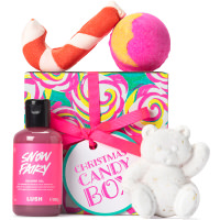 Christmas Candy Box Gift multicoloured gift with products around it