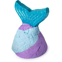 purple and blue bubble bar shaped like a mermaids tail