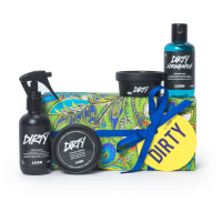 Dirty Gift Box A green and blue floral printed gift box with included products included